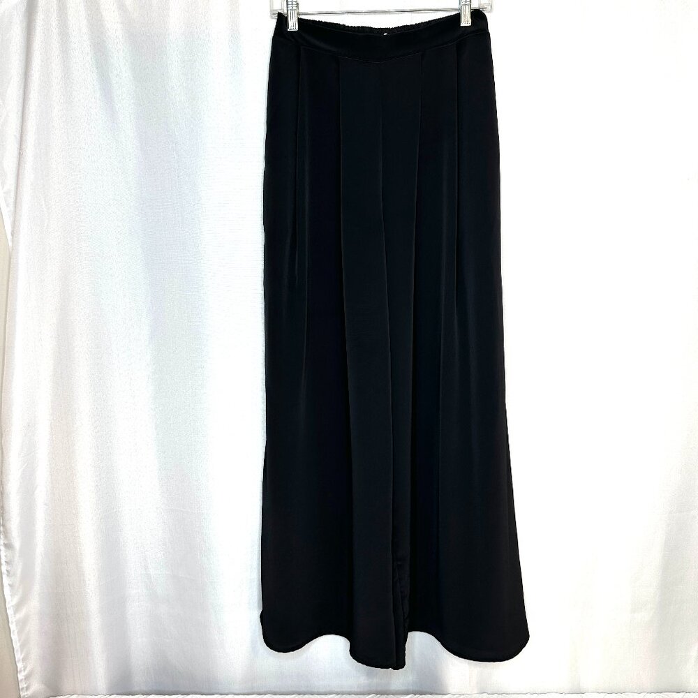 Ces Femme Palazzo Pants Black, Resort Boho Indie Beach, Size M Pleated High Rise